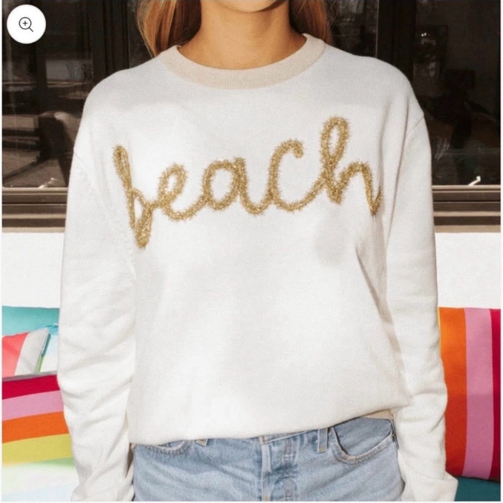 Queen of Sparkles SZ Large BEACH Glitter Script Sweater